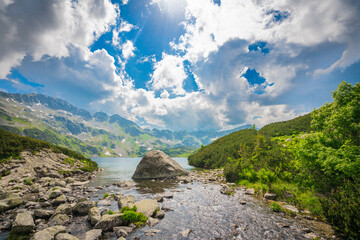 Mountain landscape. The valley of the five lakes Tatra Poland