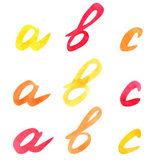 ABC watercolor  letters. Back to school. Illustration isolated on white.