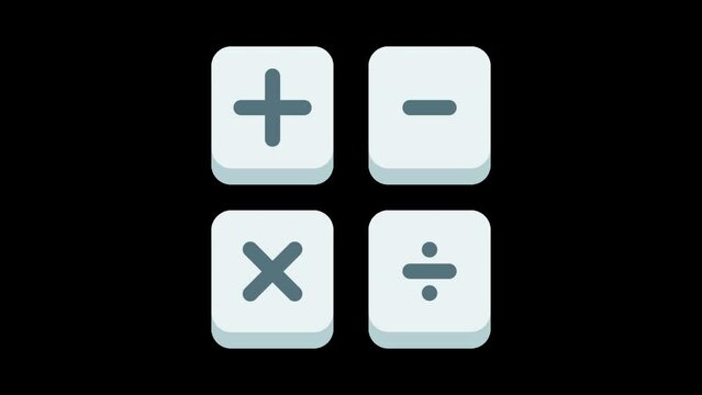 Animated icon of calculator button or symbols (add, subtract, multiply, divide).