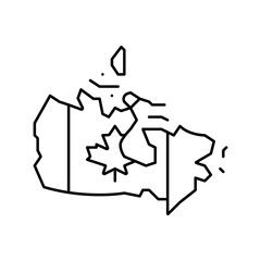canada country map flag line icon vector illustration