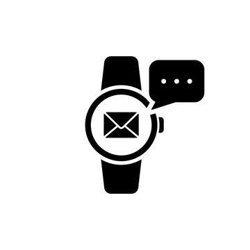 recommend clip art: Message on Smart Watch Silhouette Icon. Smartwatch Notification Pictogram. Communication Mail Envelope Black Icon on Tracker Modern Sport Gadget. Isolated Vector Illustration