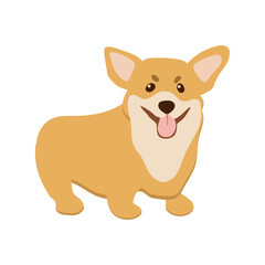 Happy cartoon puppy corgi. Cute little dog. Vector illustration isolated on white background.