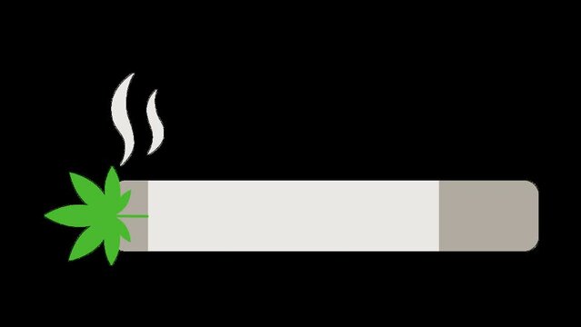 Icon animation of a marijuana joint or a cigarette rolled with marijuana.