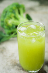Glass of broccoli juice, broccoli Healthy drink,Green vegetable smoothie