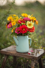 Obraz na płótnie Canvas Still-life. Photo of a bouquet of bright summer flowers.