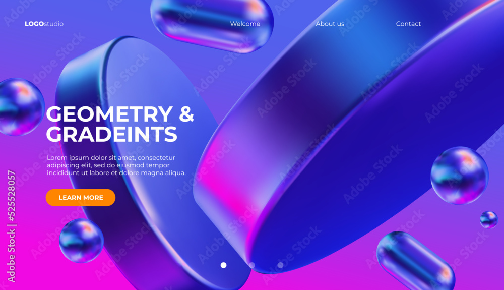 Poster 3d background with gradient geometric shapes. eps10 vector.