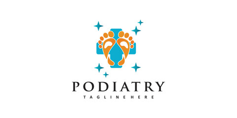 Podiatry logo design with simple concept premium vector