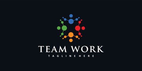 Team work logo design with modern style Premium Vector