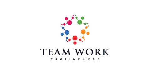 Team work logo design with modern style Premium Vector