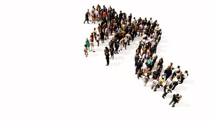 Concept or conceptual large gathering  of people forming scorpio zodiac sign on white background. A 3d illustration symbol for  esoteric, the mystic, the power of prediction of astrology