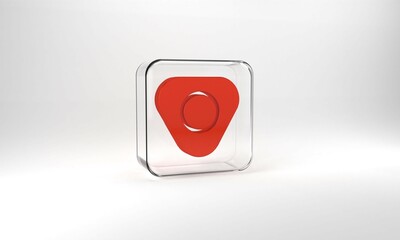 Red Sewing chalk icon isolated on grey background. Glass square button. 3d illustration 3D render