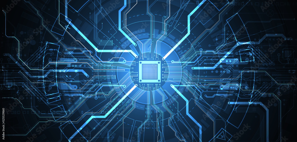 Poster Abstract background on technological and scientific topics. CPU concept. Vector format.