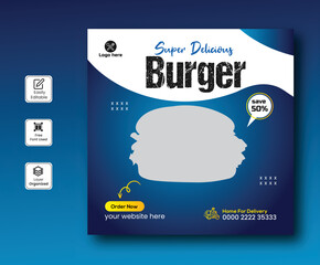 Special food delicious burger social media promotion and Instagram banner post design   