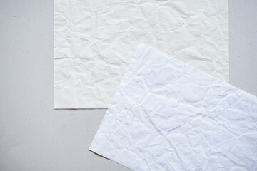 two white crumple paper texture can be use as background