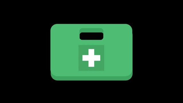 Animated icon of a green first aid kit.