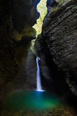 Fototapeta na wymiar Kozjak waterfall in the National Park of Triglav, Julian Alps, S