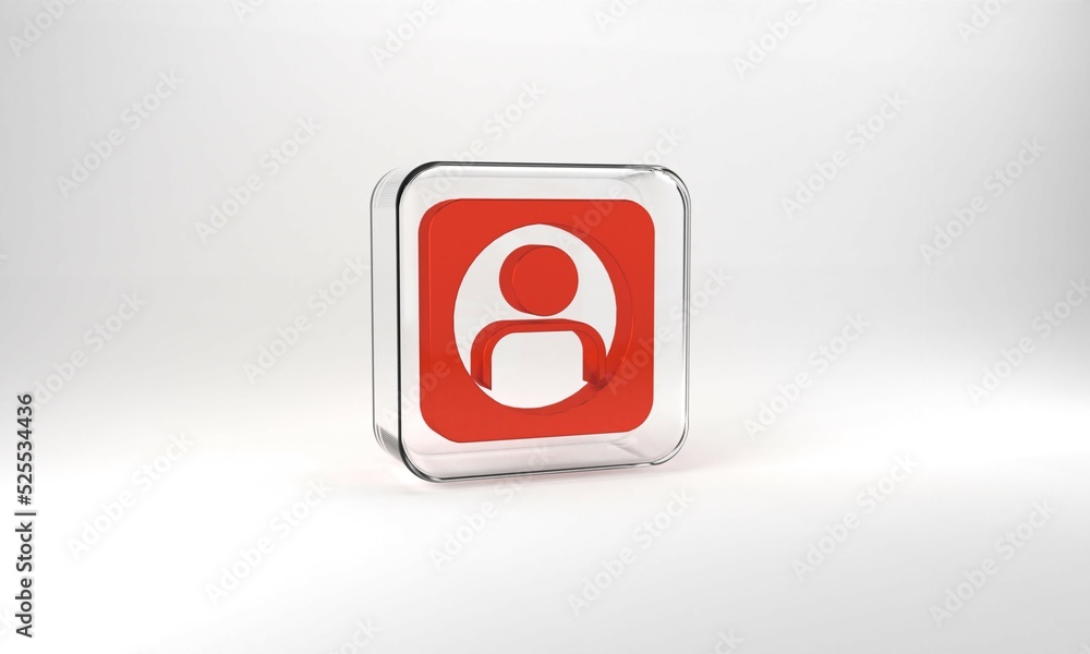 Aufkleber red create account screen icon isolated on grey background. glass square button. 3d illustration 3d 
