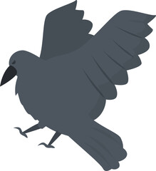 Crow icon cartoon vector. Flight feather. Fly bird