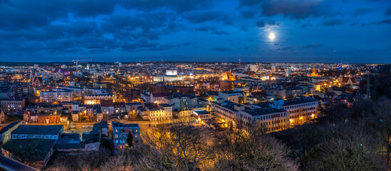 Panorama of Bydgoszcz from the water tower. Bydgoszcz, Kuyavian-Pomeranian Voivodeship, Poland.