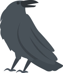 Crazy crow icon cartoon vector. Raven bird. Ink tree