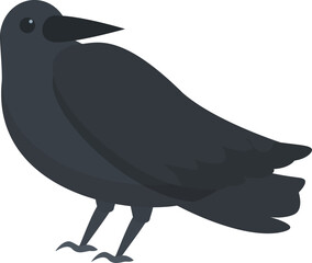 Black crow icon cartoon vector. Raven bird. Feather ink