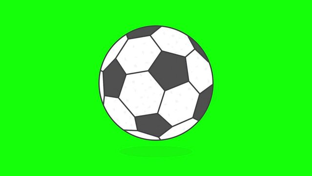 Football Ball On Green Screen Background. 3D Soccer Ball Animation