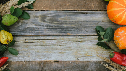 Autumn food background, copy space. Thanksgiving day banner with copy space.