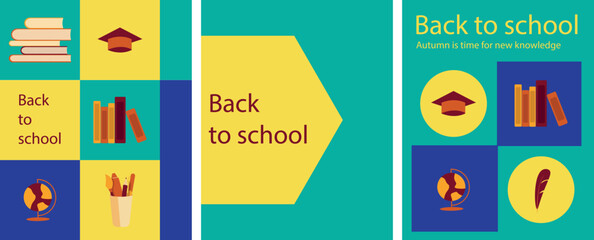 Back to School. Education banner. Vector illustration in geometric style.