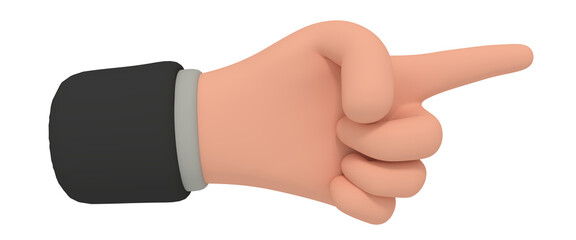3d illustration of cartoon hand make pointing gesture