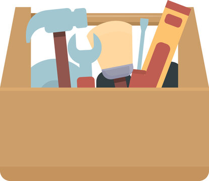 Wood toolbox icon cartoon vector. Tool box. Construction kit