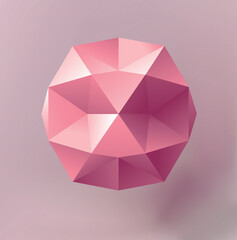 Vector geometric object. Regular polygon with pink triangles