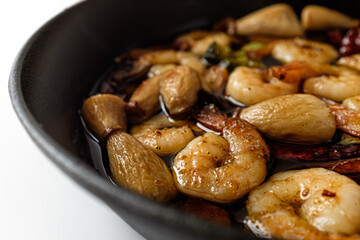 Gambas al Ajillo on a white background