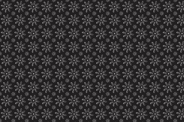 seamless pattern with white flowers black background