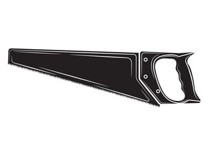 Black silhouette Illustration of a saw in isolate on a white background. Repair tool. Vector illustration