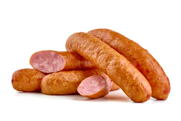 Boiled pork sausages, Isolated on white background.