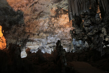 stalagmite Inside the Beni Add Caves (Les Grottes de Beni Add) in Tlemcen, Algeria