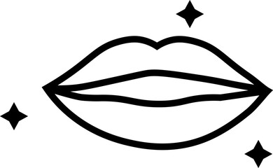 Profession and occupation concept. Modern outline sign drawn in flat style. Editable stroke. Vector monochrome isolated line icon of lips as symbol of healthy smile