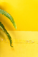 Yellow background, damaged wall, energetic colors, summer texture.