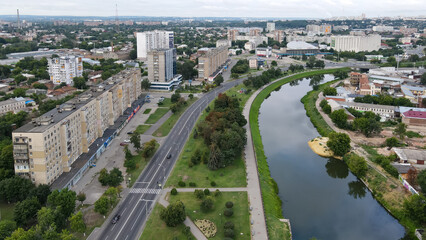 Top view of the central part of the city of Kharkov 