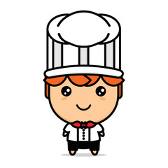 cute smiling chef cartoon character vector illustration
