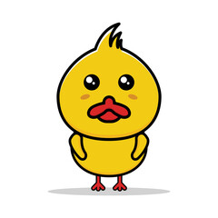 cute duck mascot cartoon vector illustration, good graphic design for children's education