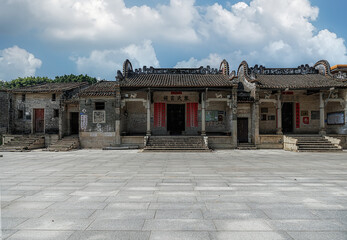 Foshan city, Guangdong, China. Shishan Libian ancient village with a history of 800 years, a collection of Ming and Qing cultures, Lingnan architecture, water town and gardens.