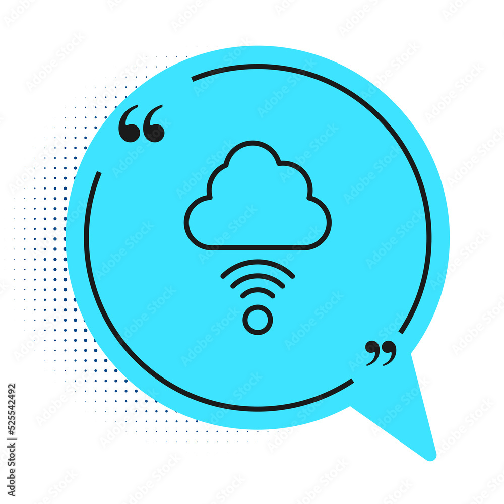 Poster black line network cloud connection icon isolated on white background. social technology. cloud comp