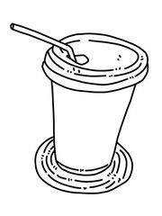 black and white of coffee cup for coloring