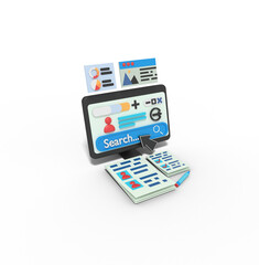 3d illustration of searching profile on social media