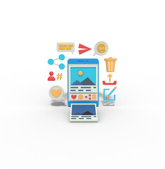 3d illustration of social media app on phone