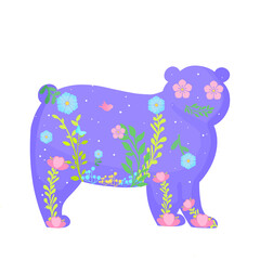 bear animal in folk style patterned design