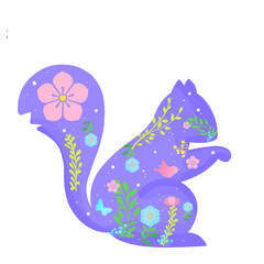 squirrel animal in folk style patterned design