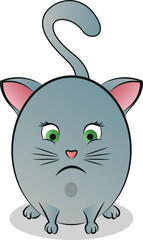 Abstract sticker images of a rounded cute cat.