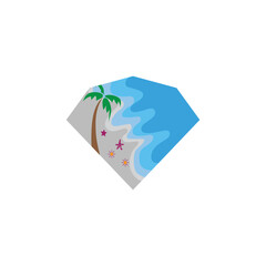 diamond icon logo illustration landscape beach nature vector design